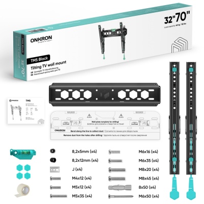 Кронштейн для телевизора Onkron TM5 настенный, наклонный, 32-65 дюйма, черный Кронштейн для телевизора Onkron TM5 настенный, наклонный, 32-65 дюйма, черный